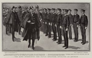 The King inspecting the Naval Engineer Students at Keyham by Gordon Frederick Browne